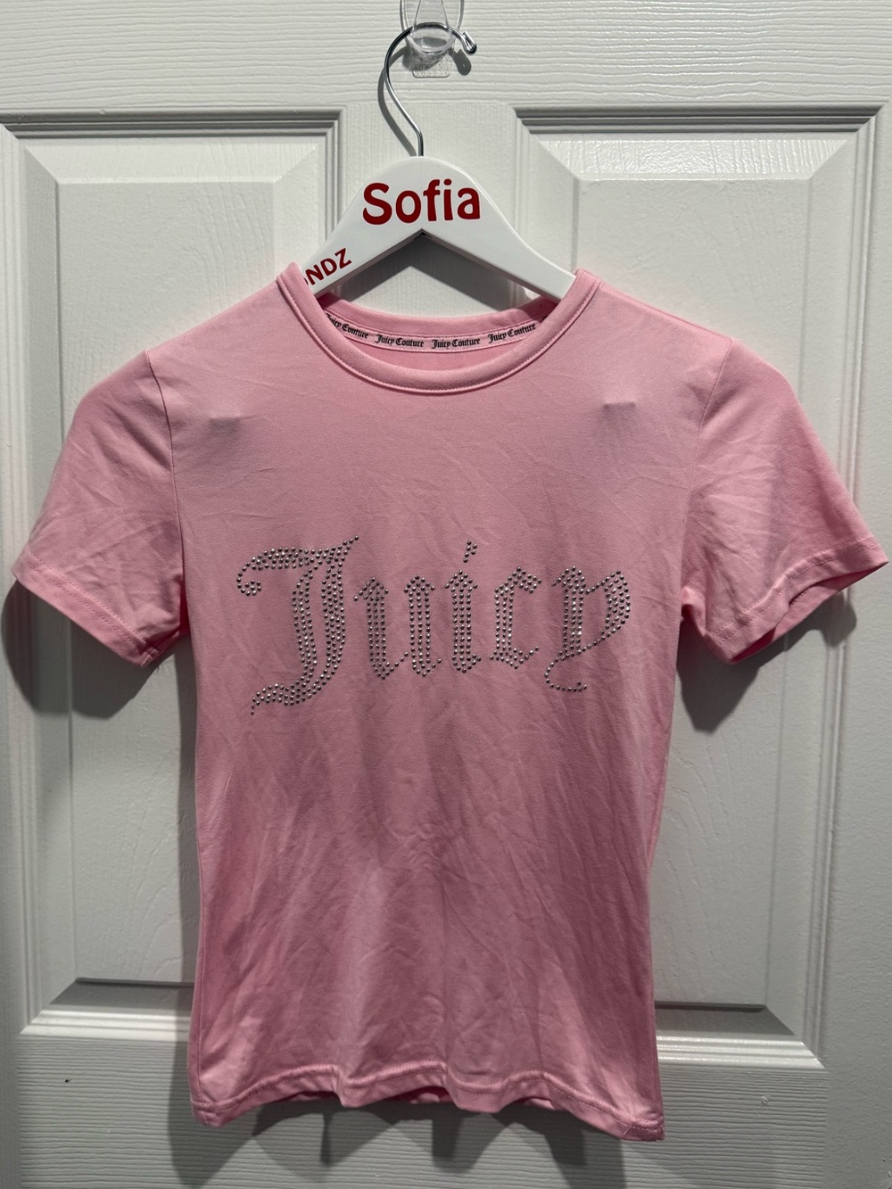 Juicy Couture Light Pink Rhinestone 'Juicy' Logo Tee